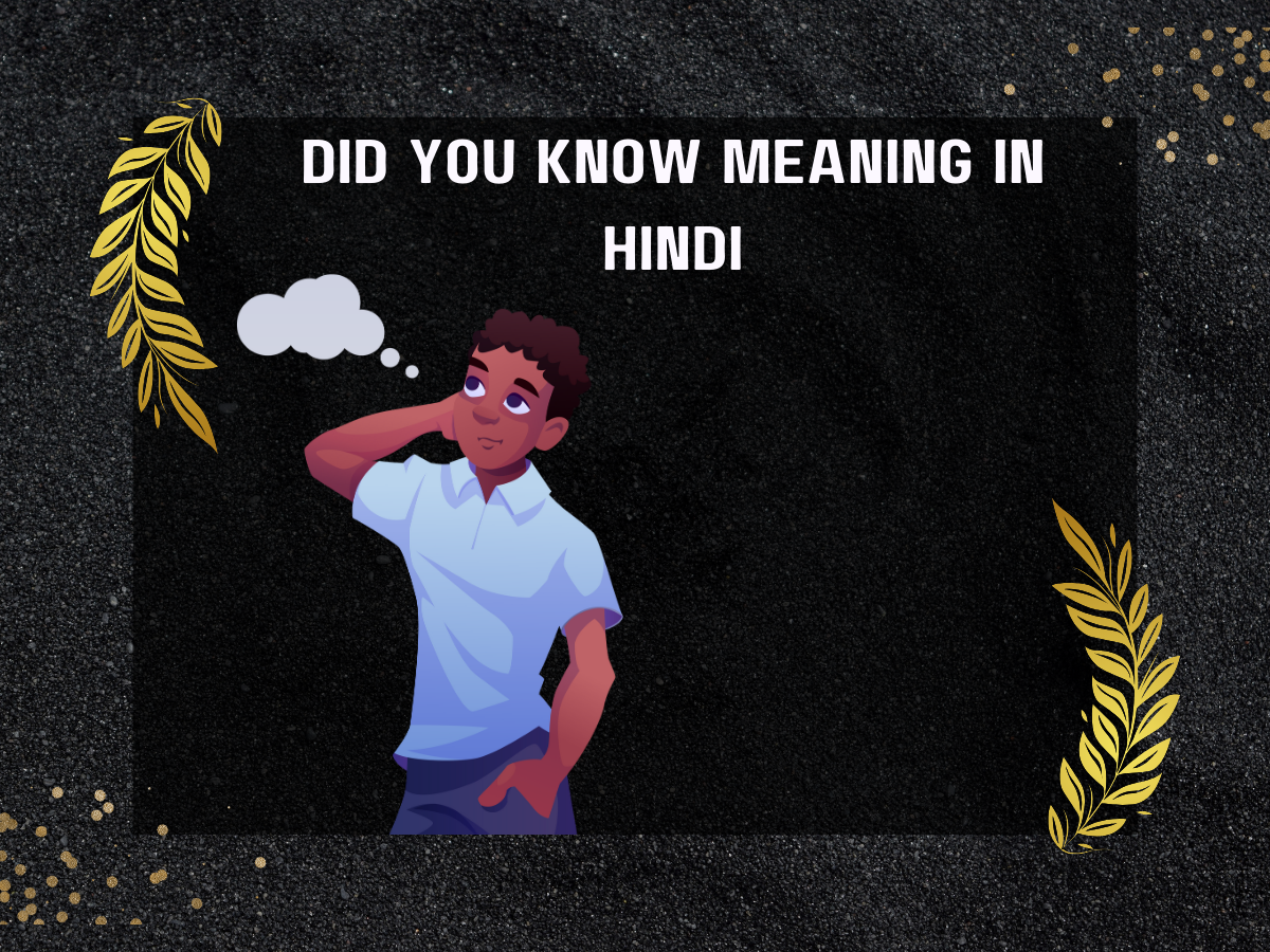 Did You Know Meaning In Hindi
